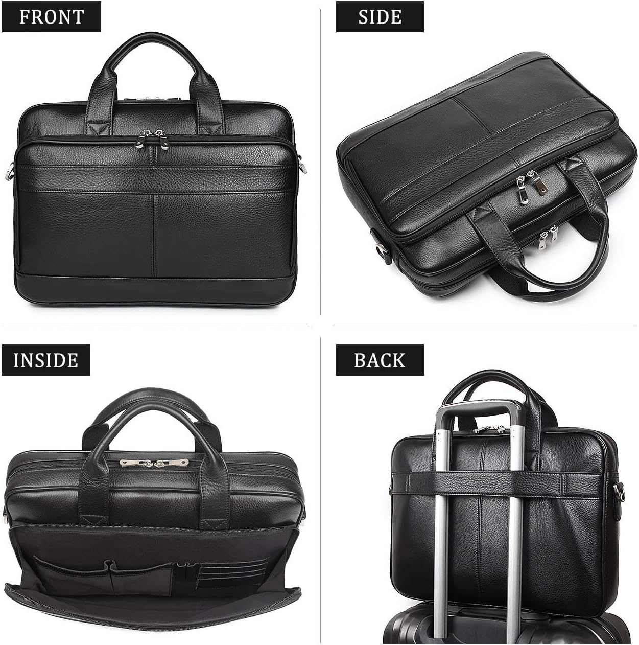 Augus Leather Messenger Bag for Men Vintage Travel Backpack 17 inch laptop Briefcase Shoulder Bags