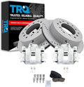 TRQ Performance Rear Brake Pad and Rotor Set Ceramic Coated Drilled Slotted Rotors Calipers Compatible with 2003-2009 Toyota 4Runner 2007-2009 FJ Cruiser