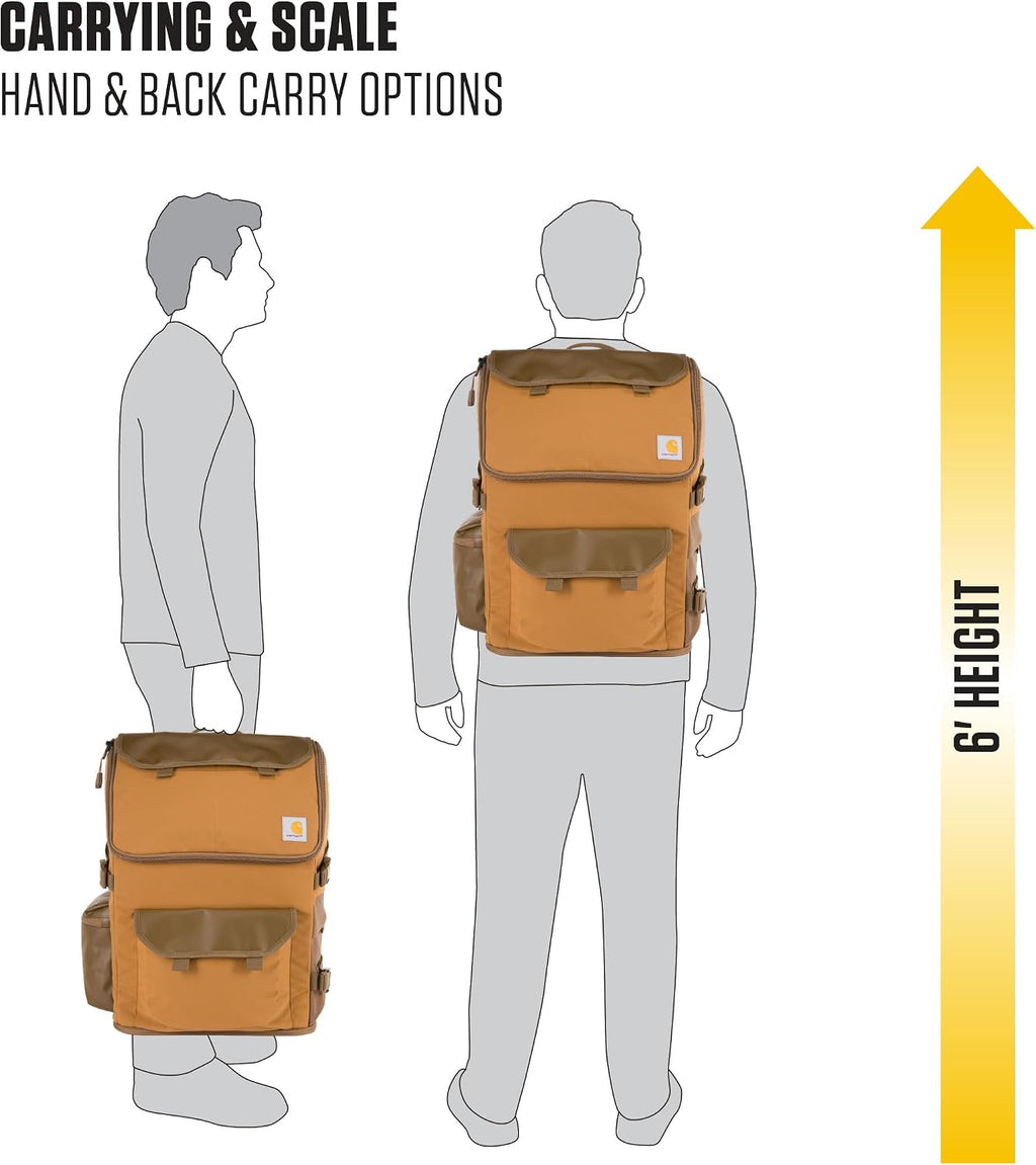 Carhartt 35L Nylon Workday Backpack, Durable Water-Resistant Pack with 15' Laptop Sleeve and Adjustable Shoulder Straps, Carhartt Brown