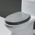 Glitter Toilet Seat Slow Close Resin Round, Sparkling for Bathroom - Decorative Glam Easy Clean,Gold (Silver)