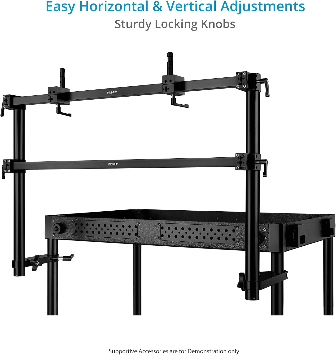 PROAIM Multi Monitor Mounting System for Video Camera Production Carts. 5/8' Baby Pin Mount. Clamping Range: 38mm. Payload up to 27kg/60lb. (P-MLMT-M2)