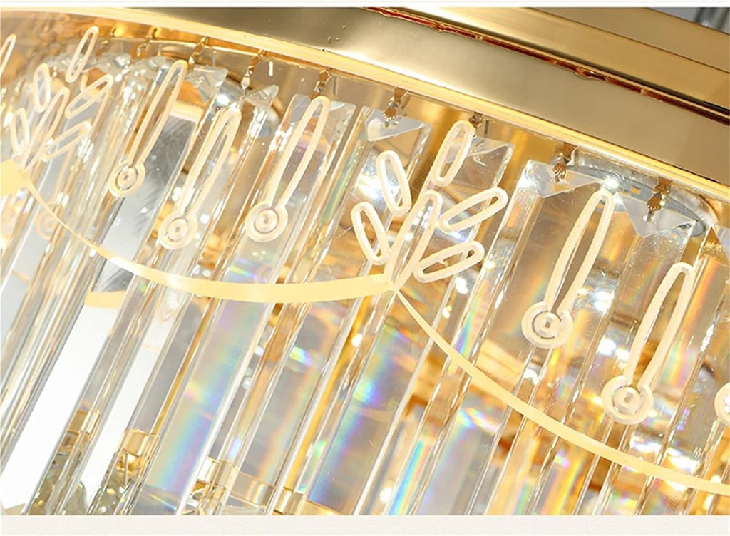Rectangular Round K9 Crystal Silver Gold Dimmable LED Ceiling Chandelier Lamp Ceiling Lamp for Living Room,Dining Light Fixtures