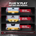 OPT7 Plug'n'Play Bundle for 2021-2023 F150 w/OE Halogen Taillights and Blind Spot Monitor – 48' Redline Triple Row LED Tailgate Light Bar w/Sequential Amber Turn + Easy Connect Harness