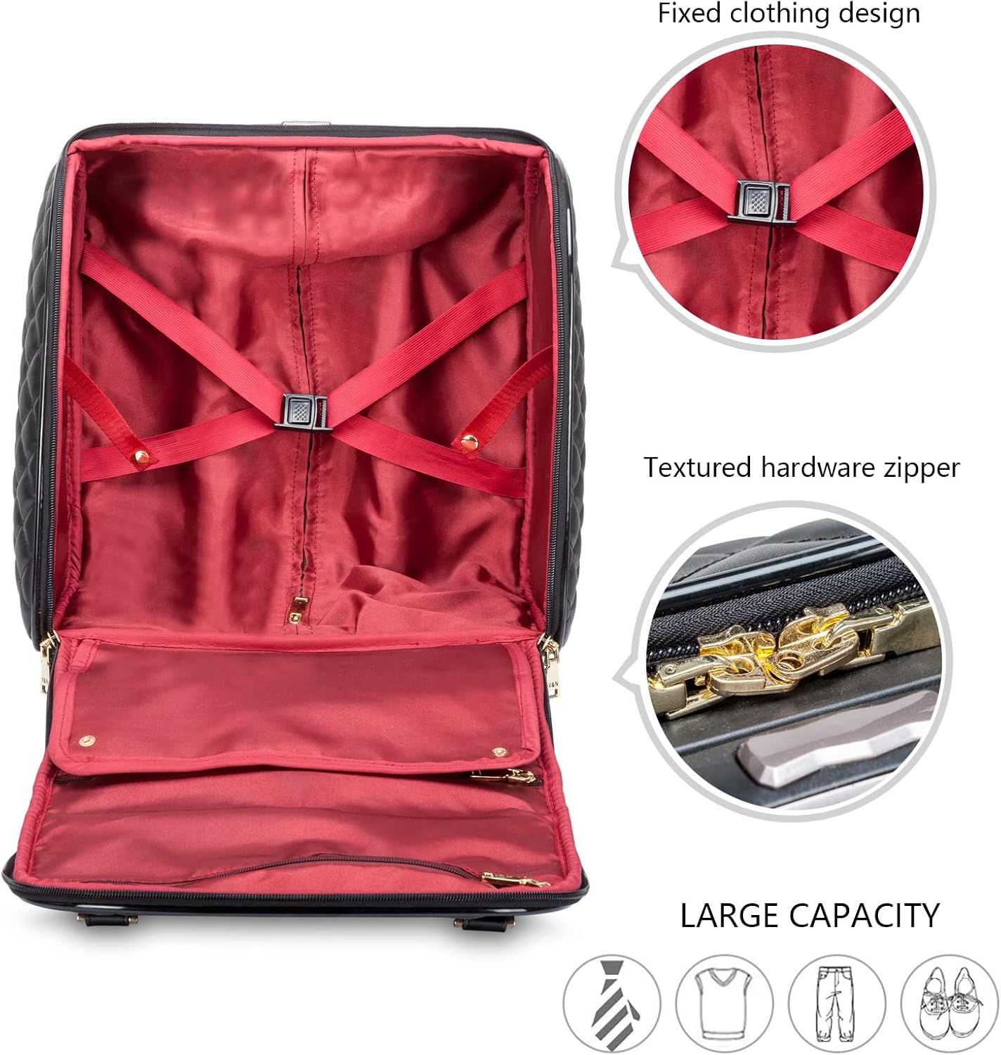 feilario 18in Leather Softside Underseat Carry on Suitcases Expandable Spinner Wheels Travel Luggage