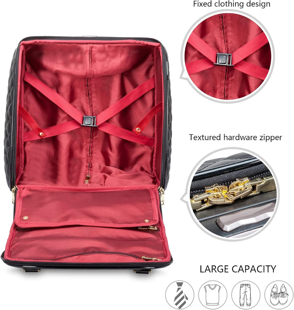 feilario 16in Leather Softside Underseat Carry on Suitcases Expandable Spinner Wheels Travel Luggage