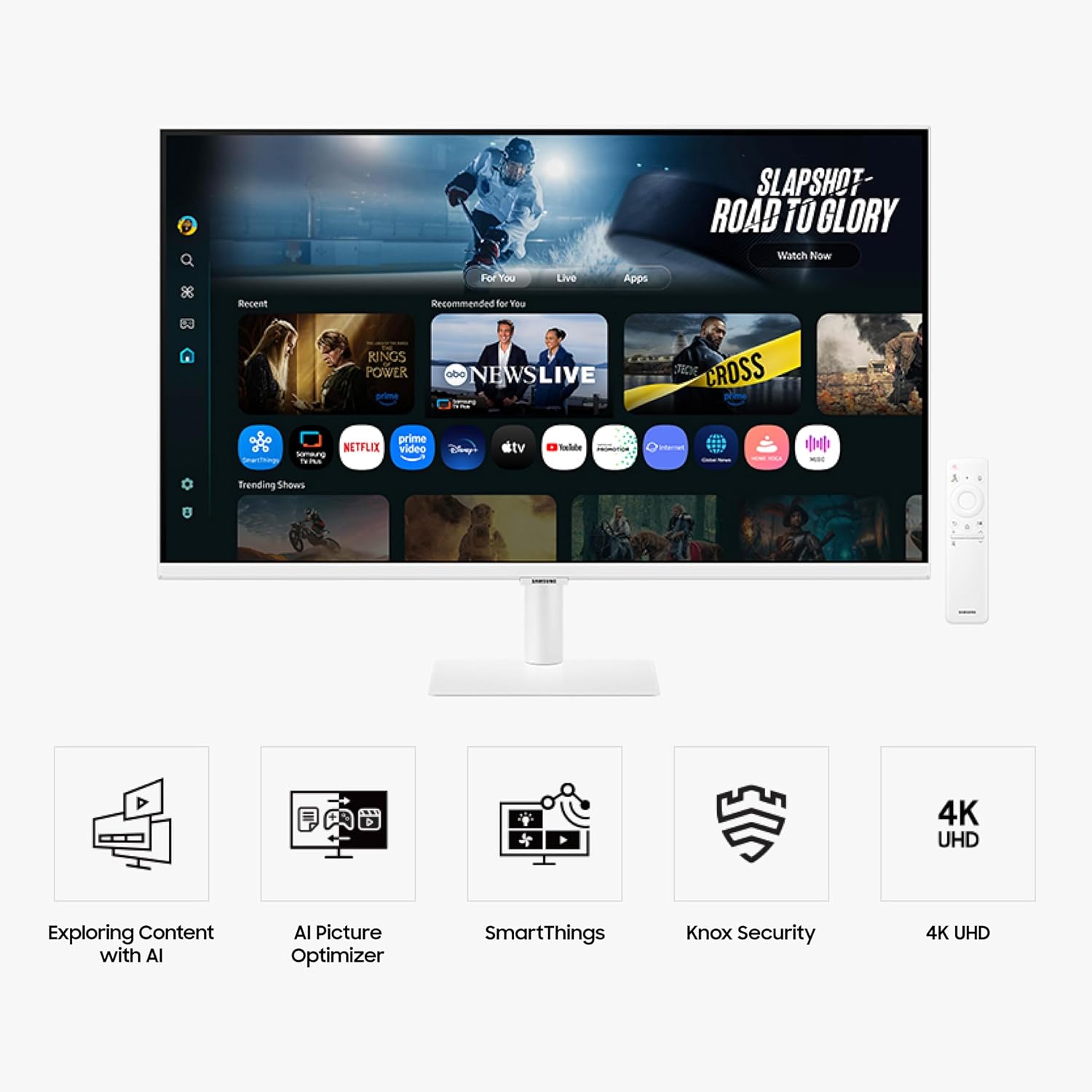 Samsung 32' Smart Monitor M7 (M70F) 4K UHD Display, Samsung Vision AI, Smart TV Apps, Gaming Hub, USB-C, HDMI and USB-A, White, LS32FM703UNXZA, 2025 (Renewed)