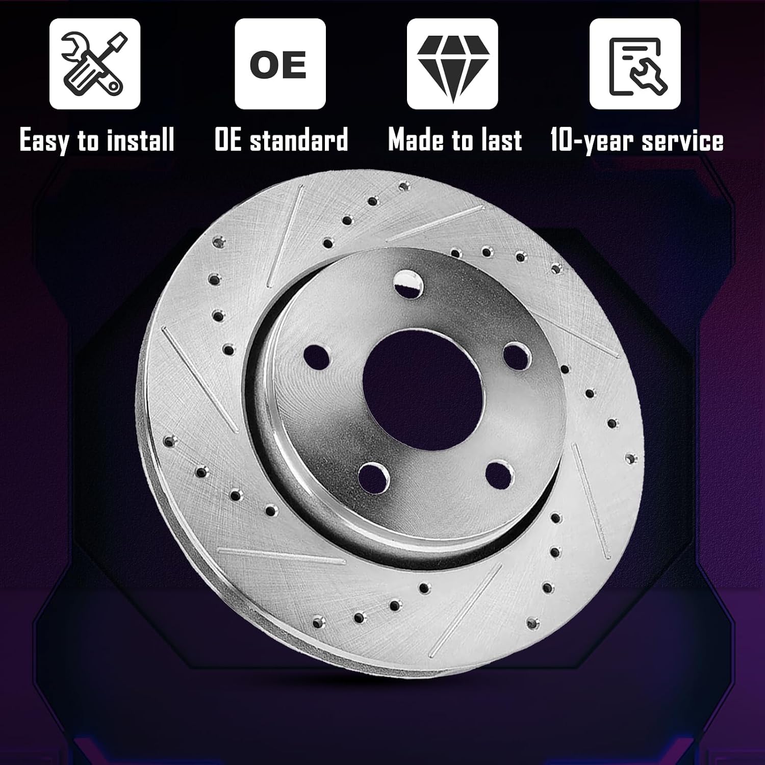 Brake Kit Replacement for 2001 2002 2003 2004 2005 2006 GMC Sierra Yukon XL Chevy Silverado 1500, Rotors and Brake Pads Front and Rear, Drilled Slotted 12.00' Front and 12.99' Rear Brakes