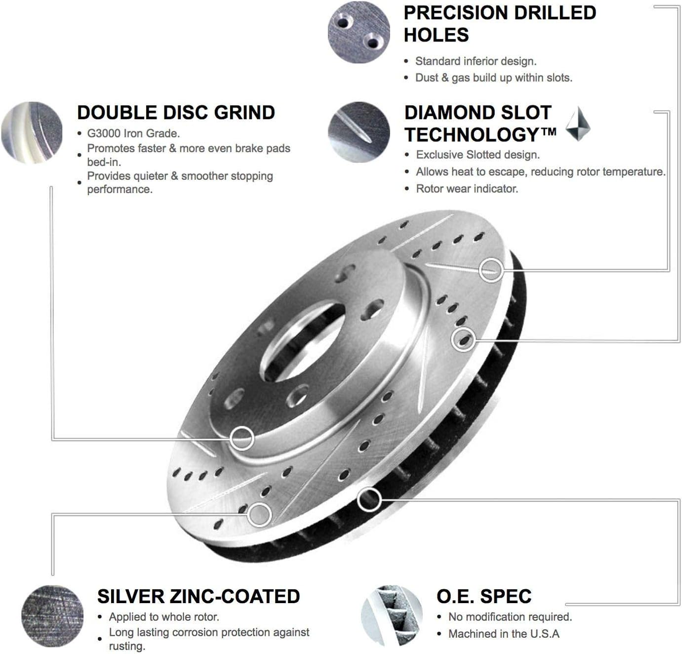 R1 Concepts Rear Brake Kit Fits 2015-2020 Audi S3; 2016-2023 Audi TTS; 2015-2019 Volkswagen Golf| Ceramic Brake Pads and Drilled Slotted Brake Rotors| 12.2' Rear