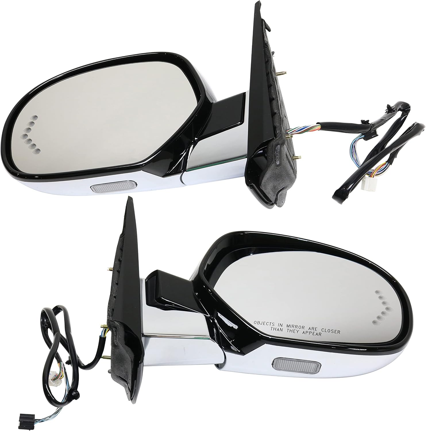 Garage-Pro Power Heated Side Mirrors for Cadillac Escalade ESV 2007-2014, Driver Passenger Side, Power Fold, Signal Light, Memory, Puddle Lamp, Chrome, Without Blind Spot Monitor