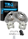 TRQ Rear Brake Pad and Rotor Set Semi Metallic Solid Rotors Calipers Compatible with 2007-2008 Acura TL 2003-2011 Honda Element