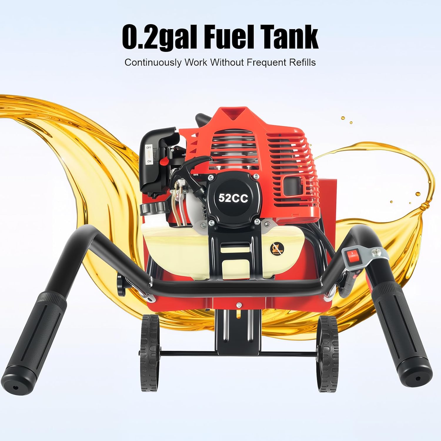 52CC Mini Hand Push Tiller Cultivator with Wheels, 2HP 2-Stroke Air-Cooled Single Cylinder Gas Rototiller,7000RPM Recoil Tillage Ripper for Garden Lawn, Digging, Weed Removal,Soil Cultivation