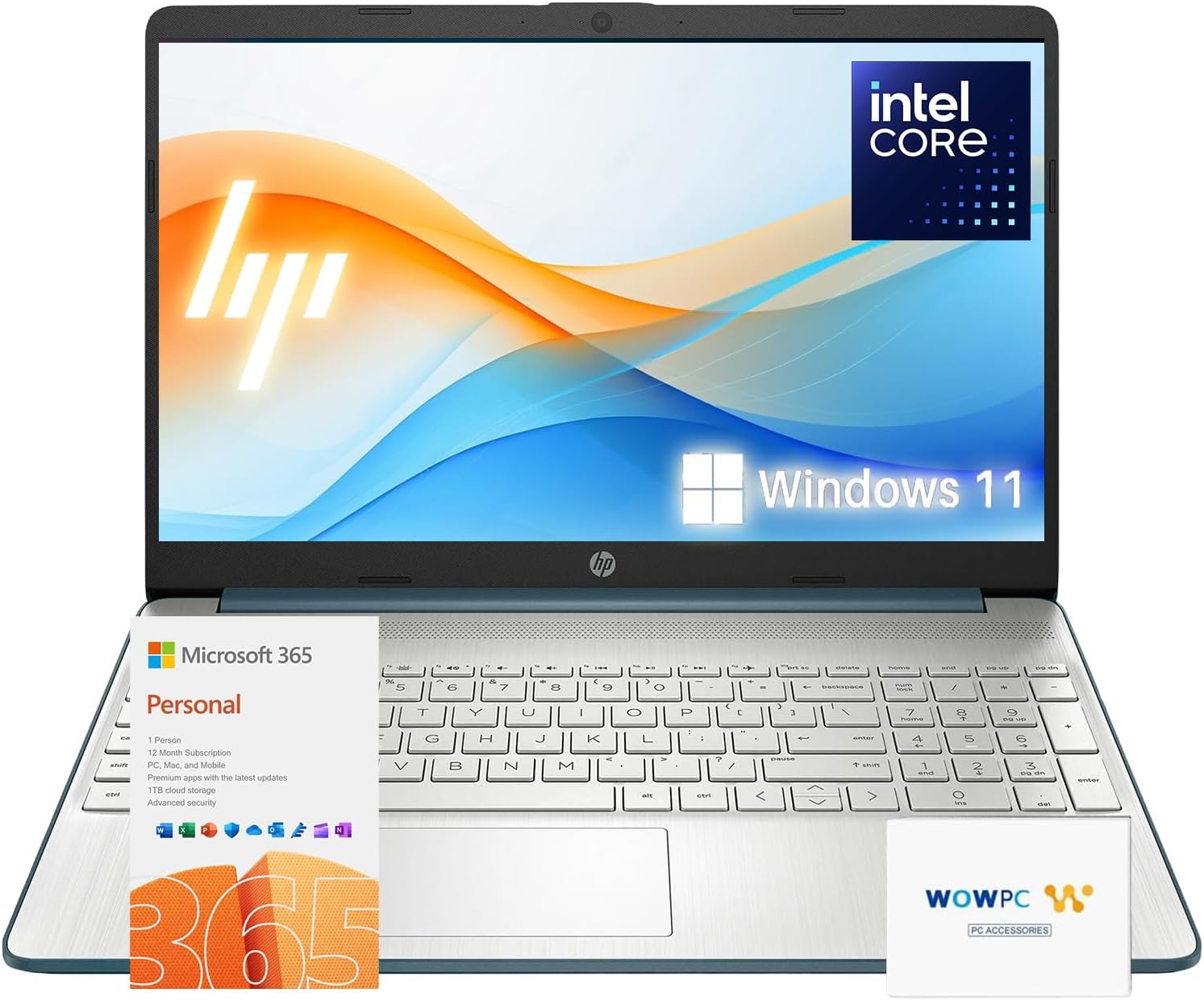 HP 15.6' Laptop | Back to School Limited Edition with Microsoft 365 | 16GB RAM | 1TB Storage (512GB SSD&512GB External Storage)| Intel Core Quad-Core Processor | Wi-Fi | Win11 | WOWPC Bundle