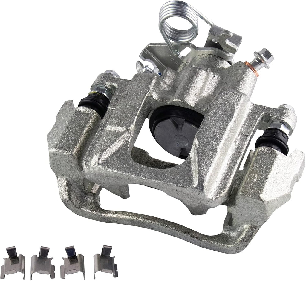 TRQ Rear Brake Rotor Pad Caliper Set Ceramic Performance Slotted Drilled Compatible with 2011-2018 Ford Explorer 2010-2012 Flex 2013-2018 Taurus 2010-2013 Lincoln MKT