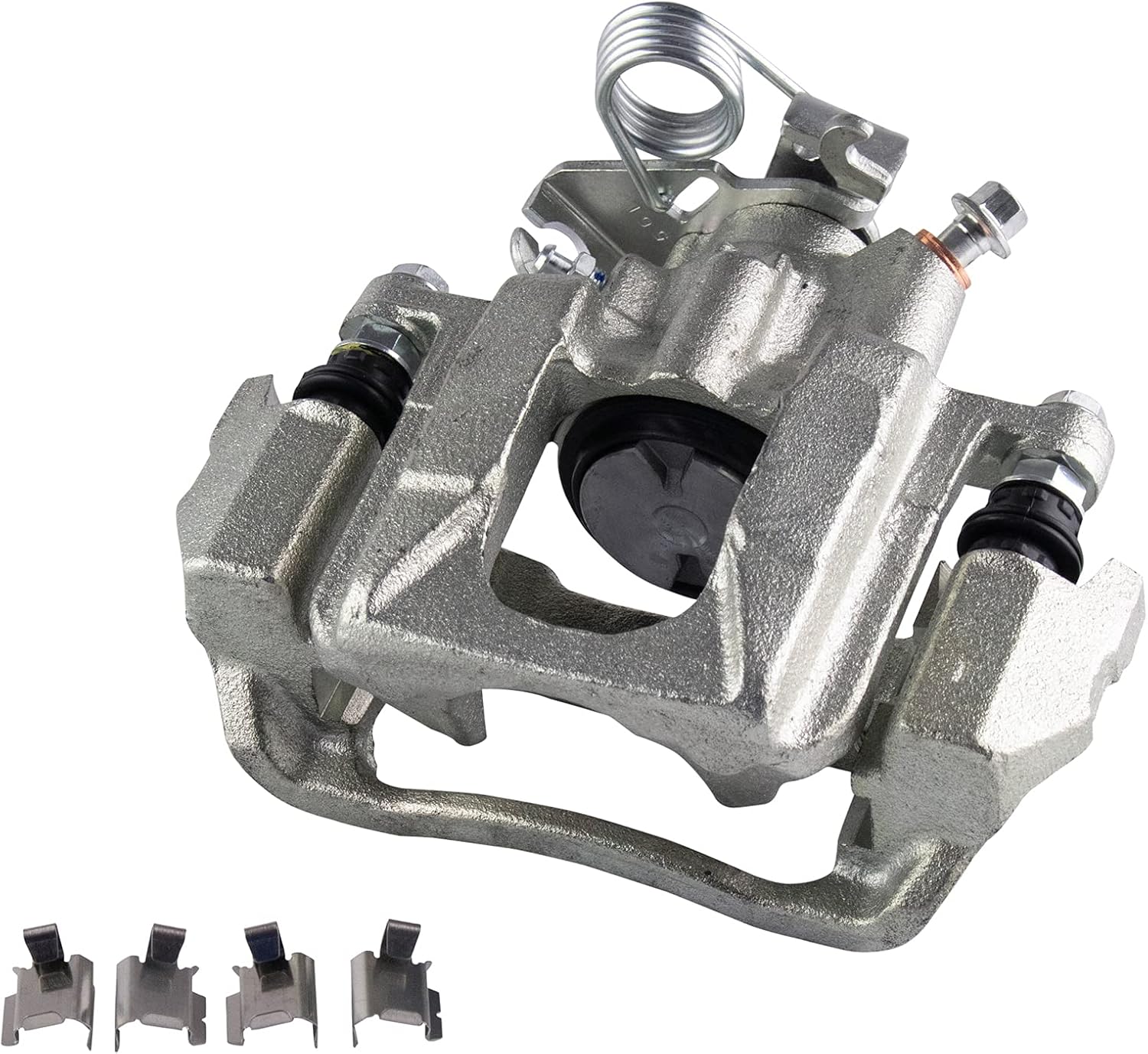 TRQ Rear Brake Rotor Pad Caliper Set Ceramic Performance Slotted Drilled Compatible with 2011-2018 Ford Explorer 2010-2012 Flex 2013-2018 Taurus 2010-2013 Lincoln MKT