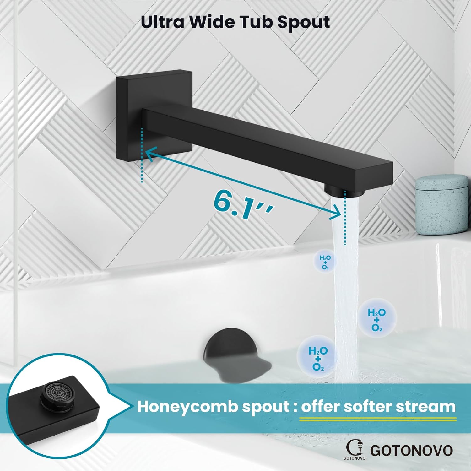 gotonovo Shower System with Tub Spout Wall Mounted Rain Shower Head and Handle Combo Shower Faucet Set with Valve, 12 Inch, Matte Black