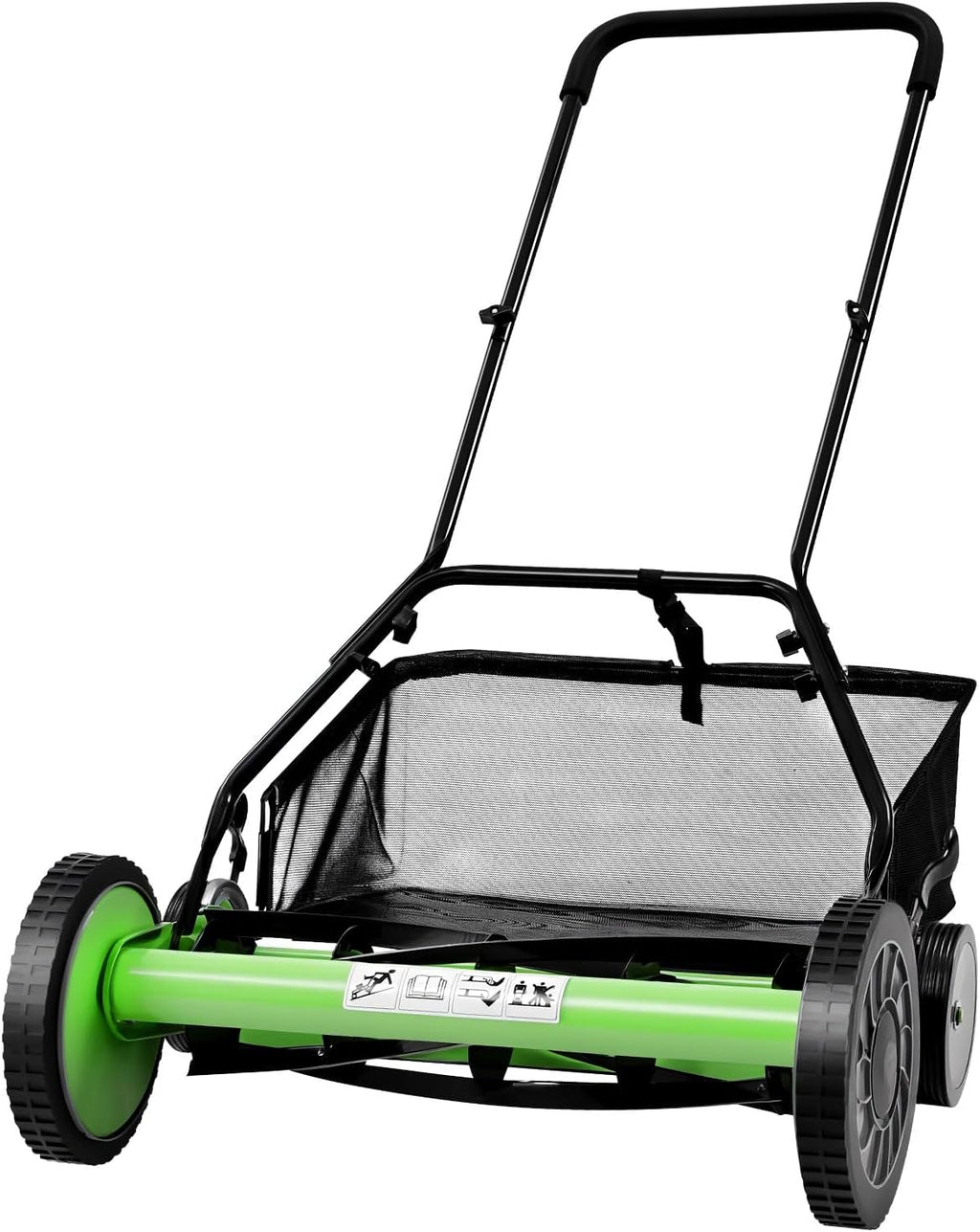 20' Push Reel Lawn Mower,5 Blades Cordless Manual Reel Lawn Mower, 1.3-2.5 Inch Adjustable Cutting Height, Manual Push Mower with Grass Catcher Bag