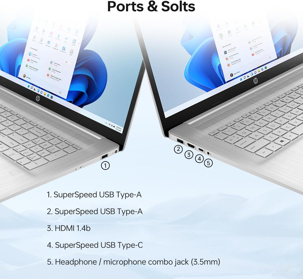 HP 17t Laptop, 17.3' HD+ Touchscreen, Intel Core i5-1334U, 32GB RAM, 512GB SSD, Webcam, HDMI, Backlit KB, Wi-Fi 6, Windows 11 Home, Silver
