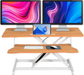 38-inch Standing Desk Converter Height Adjustable Sit to Stand Up Workstation, Duals Monitor and Laptop Riser with Wide Keyboard Tray, for Home, School, Company, Black