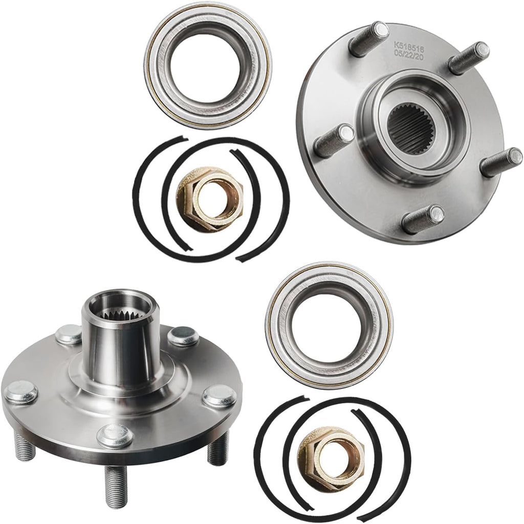 Detroit Axle - Front & Rear Disc Brake Rotors w/Ceramic Brake Pads + Wheel Bearing & Hub Assembly Replacement for 2004 2005 2006 2007 2008 Nissan Maxima - 12 pc Set