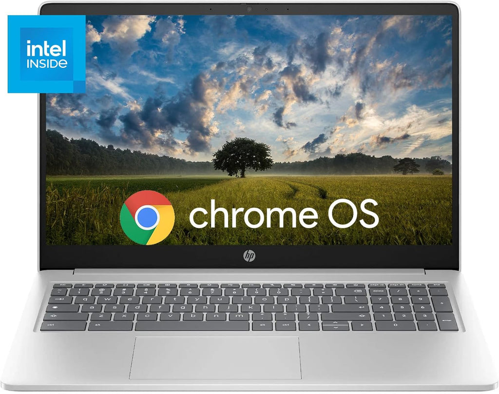 HP Chromebook 15.6 inch Laptop, Ultra Light Business Laptop, Intel Processor N200, 8GB LPDDR5 RAM, 64GB eMMC, Intel UHD Graphics, Long Battery Life, HD Webcam, WiFi 6, Chrome OS, Silver