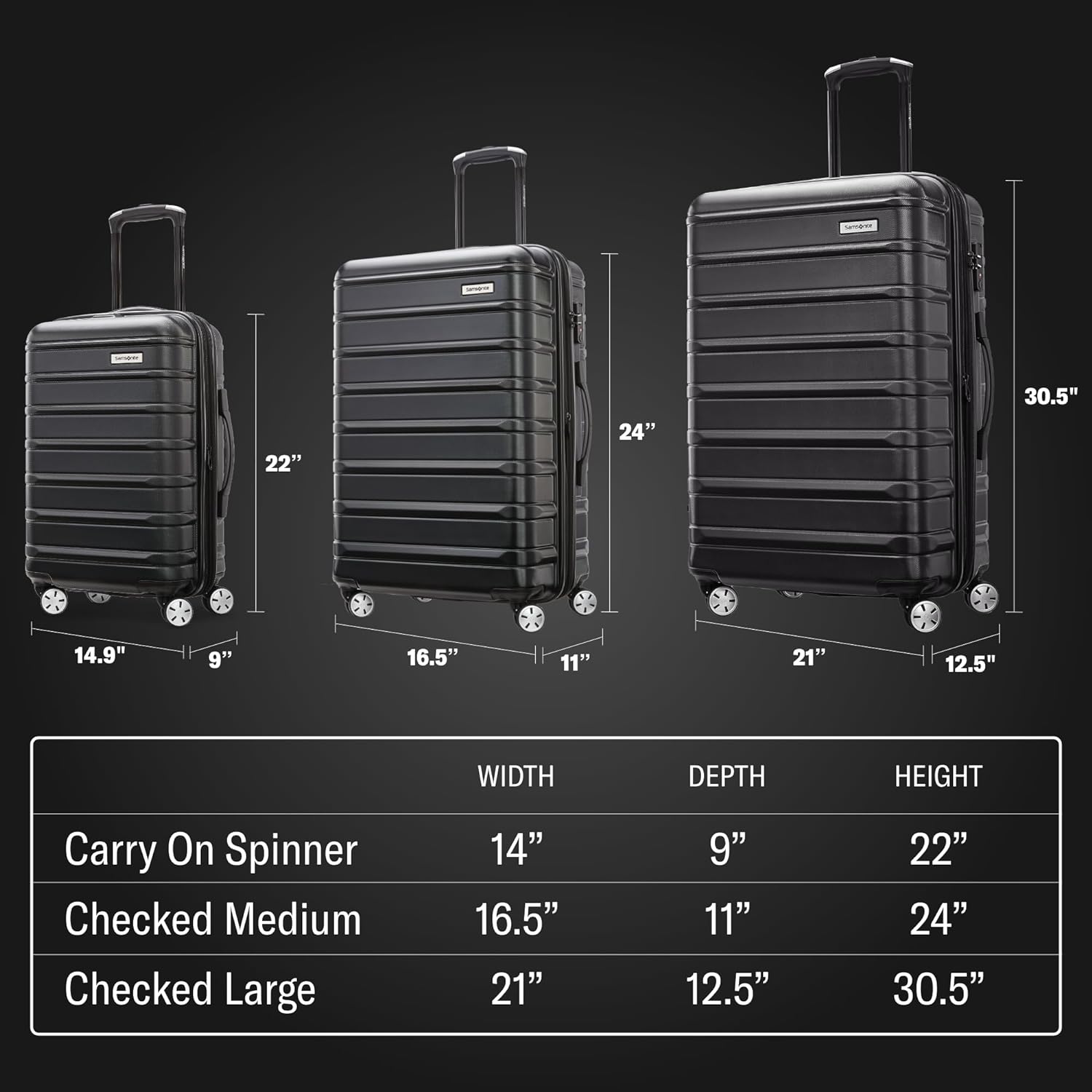 Samsonite Omni 2 Hardside 3 Piece Set - Includes Global Carry-On, Medium, & Large Checked Suitcases - 360° Dual Spinner Wheels - Integrated TSA Lock & Expansion - Amazon Exclusive - Nova Teal