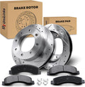 Front Drilled and Slotted Disc Brake Rotors & Ceramic Brake Pads Kit Fit for Ford 2000-2005 Excursion, 1999-2004 F-250, 1999-2004 F-350 4WD #54078 D824