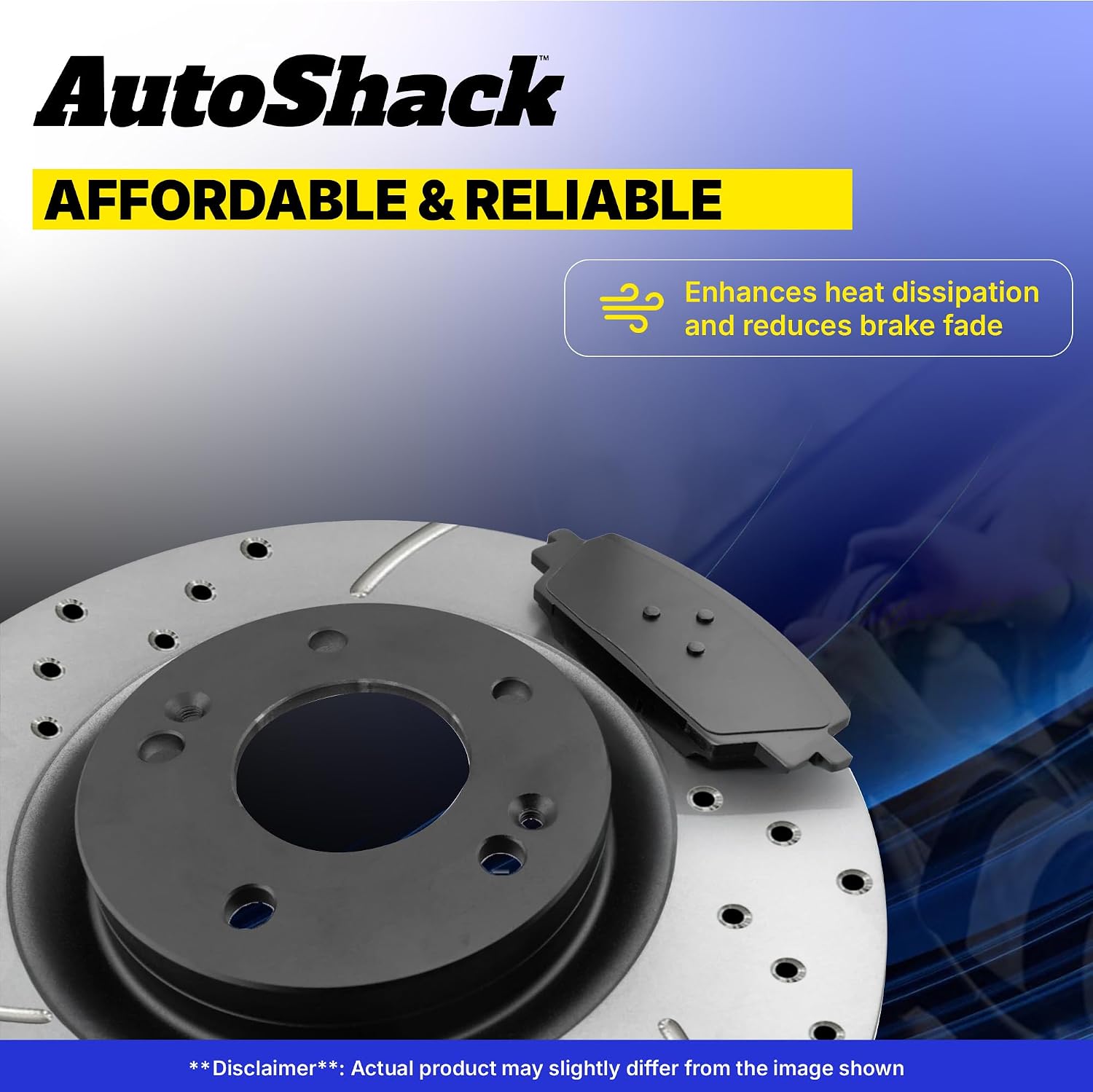 AutoShack Front & Rear Brake Rotors & Ceramic Pads for Chevrolet & GMC, Silverado 2500 HD 2001-2010 Sierra 2500 HD 2001-2010, 4WD RWD V8 6.0L 6.6L 8.1L - E-Coated Drilled & Slotted - ShadowGuard
