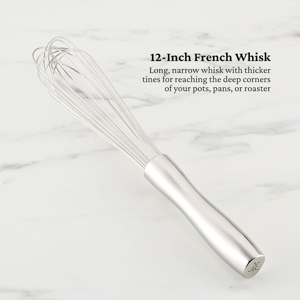 Hestan Provisions Chef's Tools, Deluxe Tool Set (6-Piece) with Porcelain Holder/Bain Marie & Stainless Steel: Solid Spoon, Ladle, Pasta Fork, Turner/Spatula, French Whisk