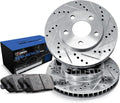 R1 Concepts Rear Brake Kit Fits 2019-2020 Audi A8, e-tron, Q8; 2017-2020 Audi Q7; 2020 Audi S6, S8| Semi Met Brake Pads and Drilled Slotted Brake Rotors| 13.8' Rear
