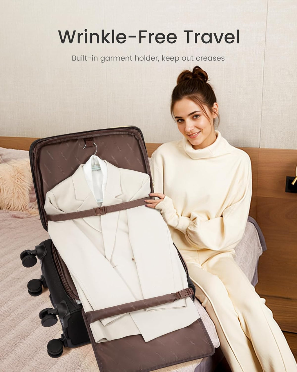 LOVEVOOK Carry on Luggage 22x14x9 Airline Approved, 22 Inch Large Rolling Suitcase with Garment Bag & Spinner Wheels, Softside Lightweight Underseat Carryon Luggage for Women Travel with TSA Lock