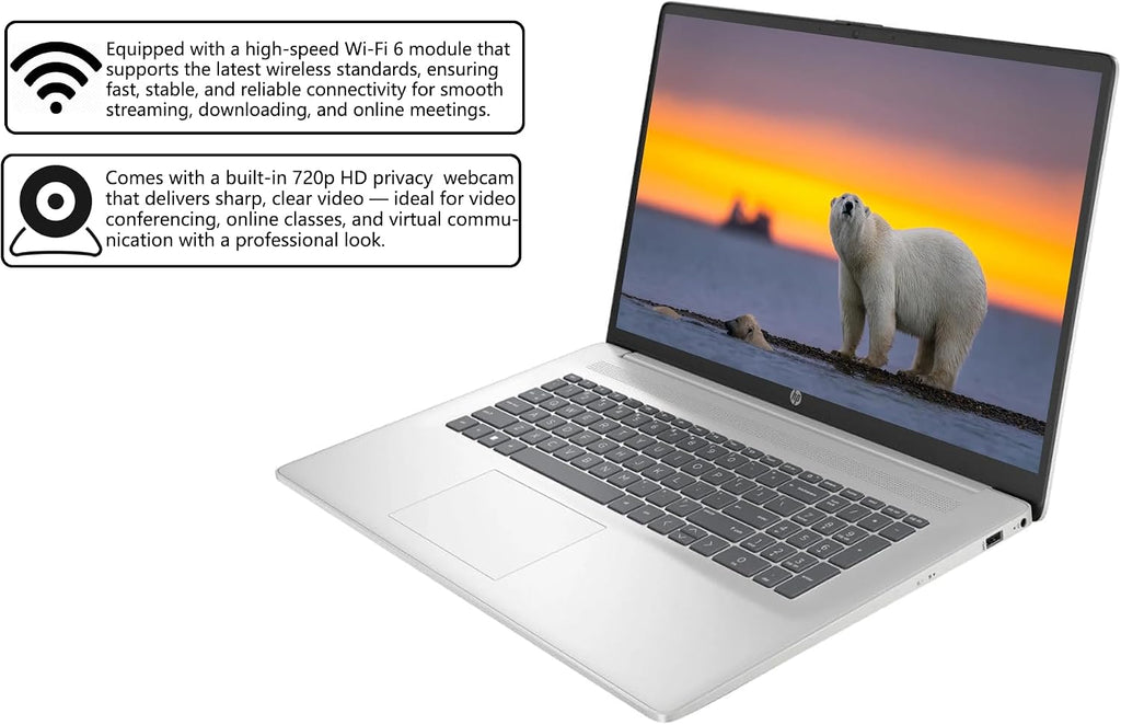 HP 17 Business Laptop | 17.3' HD+ IPS Anti-Glare | Intel 8-core i3-N305 | 16GB DDR4 512GB SSD |Type-C Long-Lasting Battery Fast Charging Privacy Camera Win11 w/DLCA Accessory