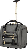 Steve Madden Designer 15 Inch Carry On - Weekender Overnight Business Travel Luggage - Lightweight 2- Spinner Wheels Suitcase - Under Seat Rolling Bag for Women, Peek-a-boo Grey, 15.0 x 14.0 9.0