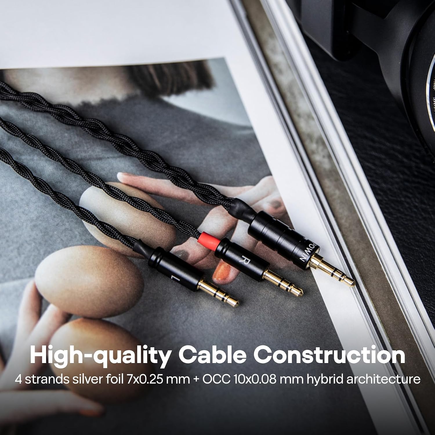 Linsoul SIMGOT EP5 Over-Ear Headphones, 50mm Ultra-Magnetic Drivers, Innovative Closed-Back HiFi Monitor, Dual 3.5mm TRS Detachable Cable + Tripowin Nova Monitor Headphone Cable(XLR, Black)