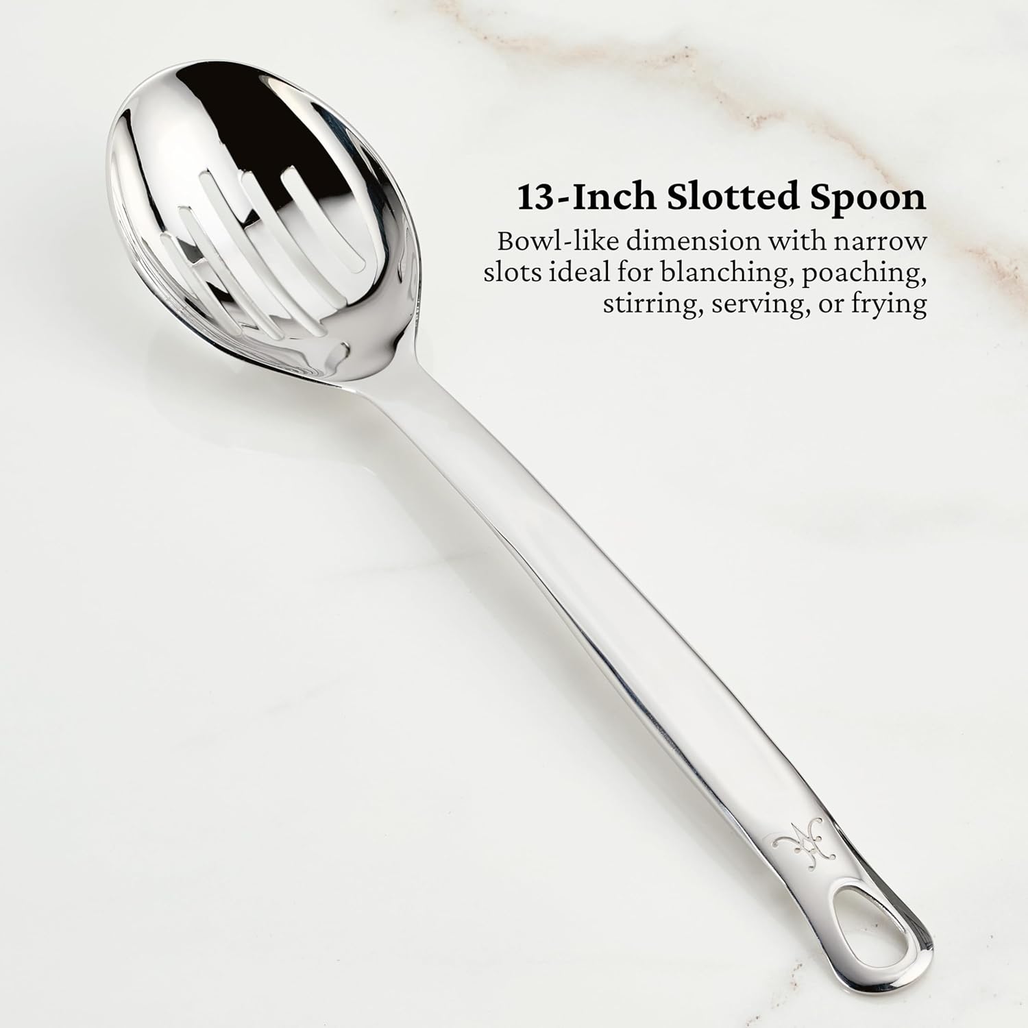 Hestan Provisions Chef's Tools, Essential Set (5-Piece), Stainless Steel Solid Spoon, Ladle, Pasta Fork, Turner/Spatula, Fish Spatula