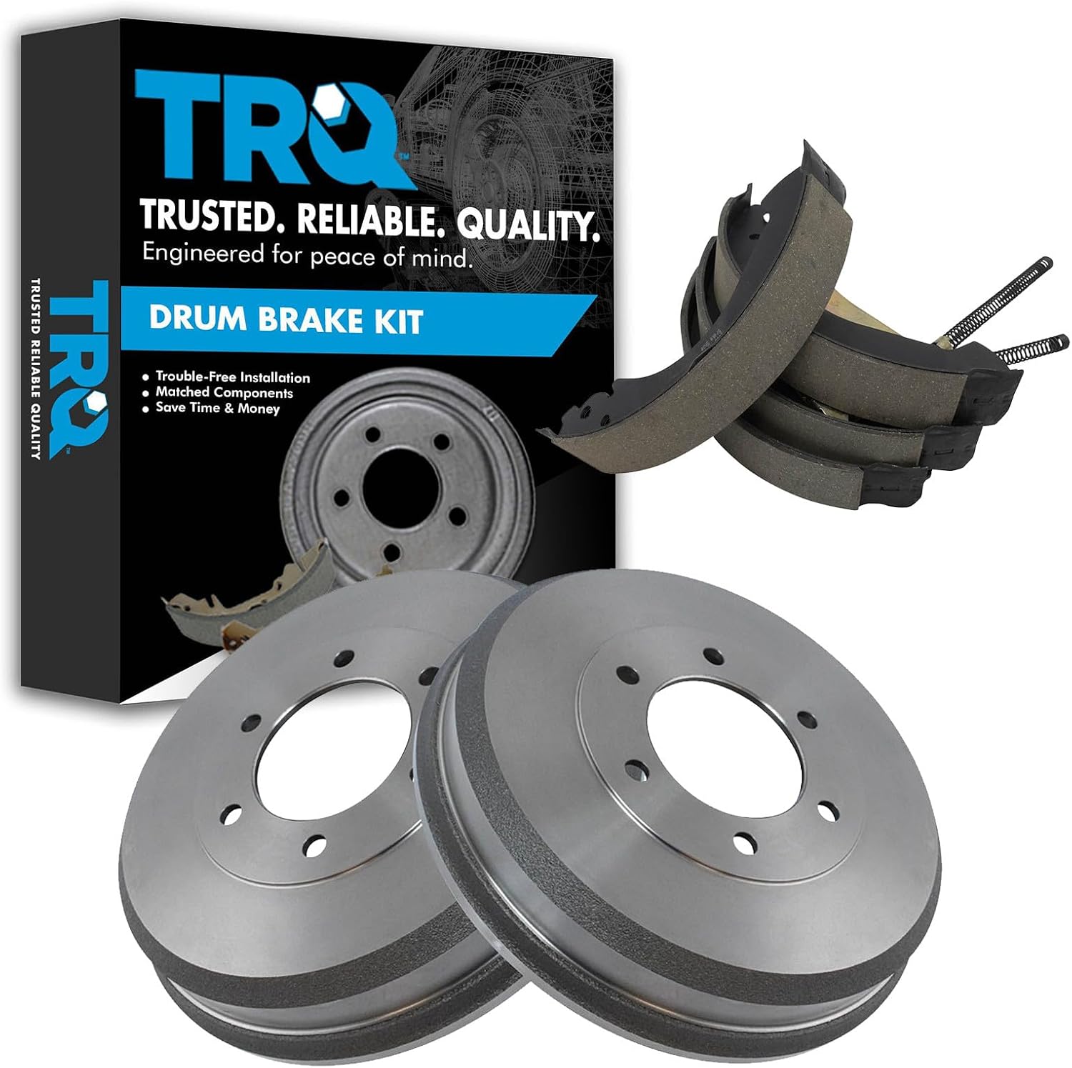TRQ Rear Brake Drum & Shoe Kit Compatible with Colorado Canyon i-280 i-290 i-350 Pickup