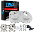TRQ Performance Rear Brake Pad and Rotor Set Ceramic Vented Coated Rotors Calipers Compatible with 2013-2018 Nissan Leaf 2014-2018 Rogue 2017-2019 Rogue Sport