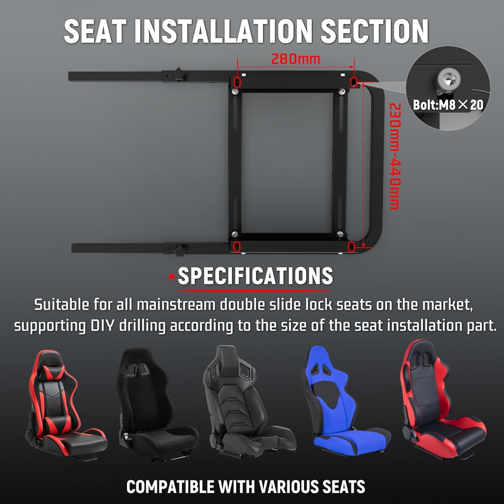 Dardoo G923 Racing Simulator Cockpit with Monitor Mount Fit for Logitech G29 G920, for Thrustmaster T80 T150, for PS4,for PC, Adjustable Driving Wheel Stand,Without Wheel, Pedal, Handbrake and Seat
