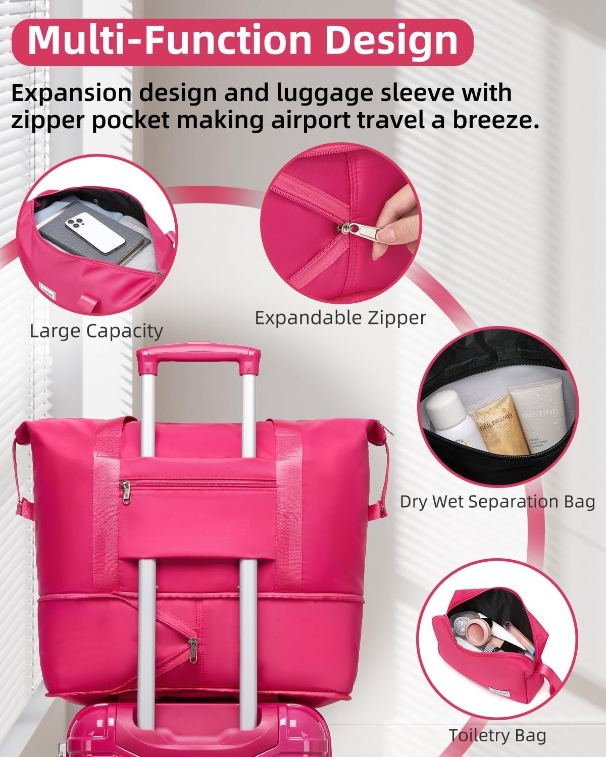 LARVENDER Luggage Sets 6 Piece Hardside Expandable Suitcase with Wheels TSA Lock Double Spinner Wheels, PC+ABS Multicolor Lightweight Travel Luggage Sets for Women, Berry Sparkling