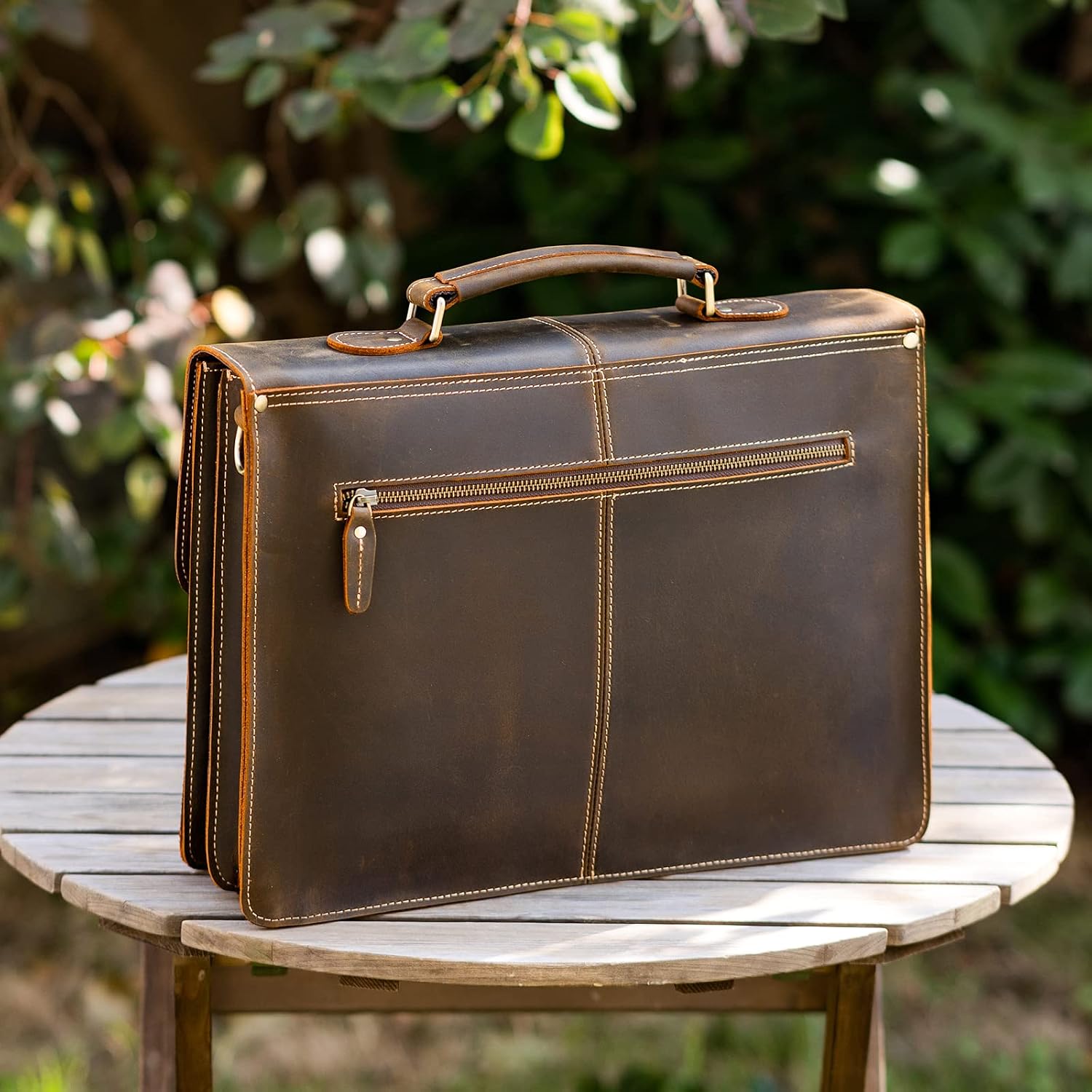 Polare 16' Full Grain Leather Messenger Bag Laptop Briefcase Bag Professional Work Bag For Men with YKK Zippers