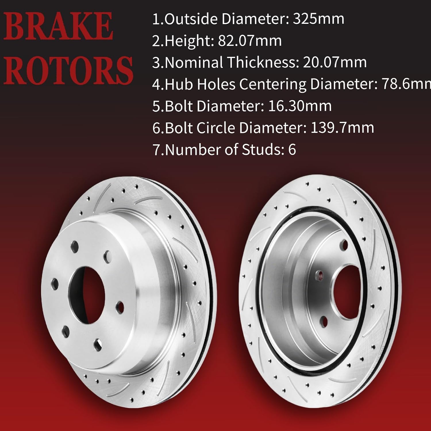 Front Rear Drilled Slotted Brake Rotors and Ceramic Brake Pads Kit, Replacement for Chevy Silverado 1500 1999-2007, Tahoe Suburban, Avalanche GMC Yukon XL 1500, Cadillac Escalade 2002-2006