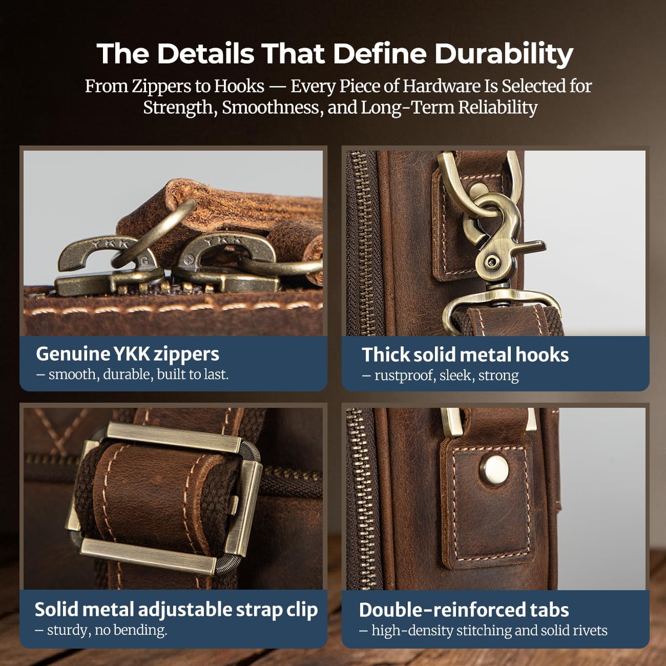 Augus Leather Messenger Bag for Men Vintage Travel Backpack 17 inch laptop Briefcase Shoulder Bags