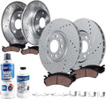 Detroit Axle - AWD Brake Kit for 2016-2018 Buick Envision, Drilled and Slotted Disc Brake Rotors Ceramic Brakes Pads 2017 Replacement: 12.64' inch Front and 12.40' inch Rear Rotor