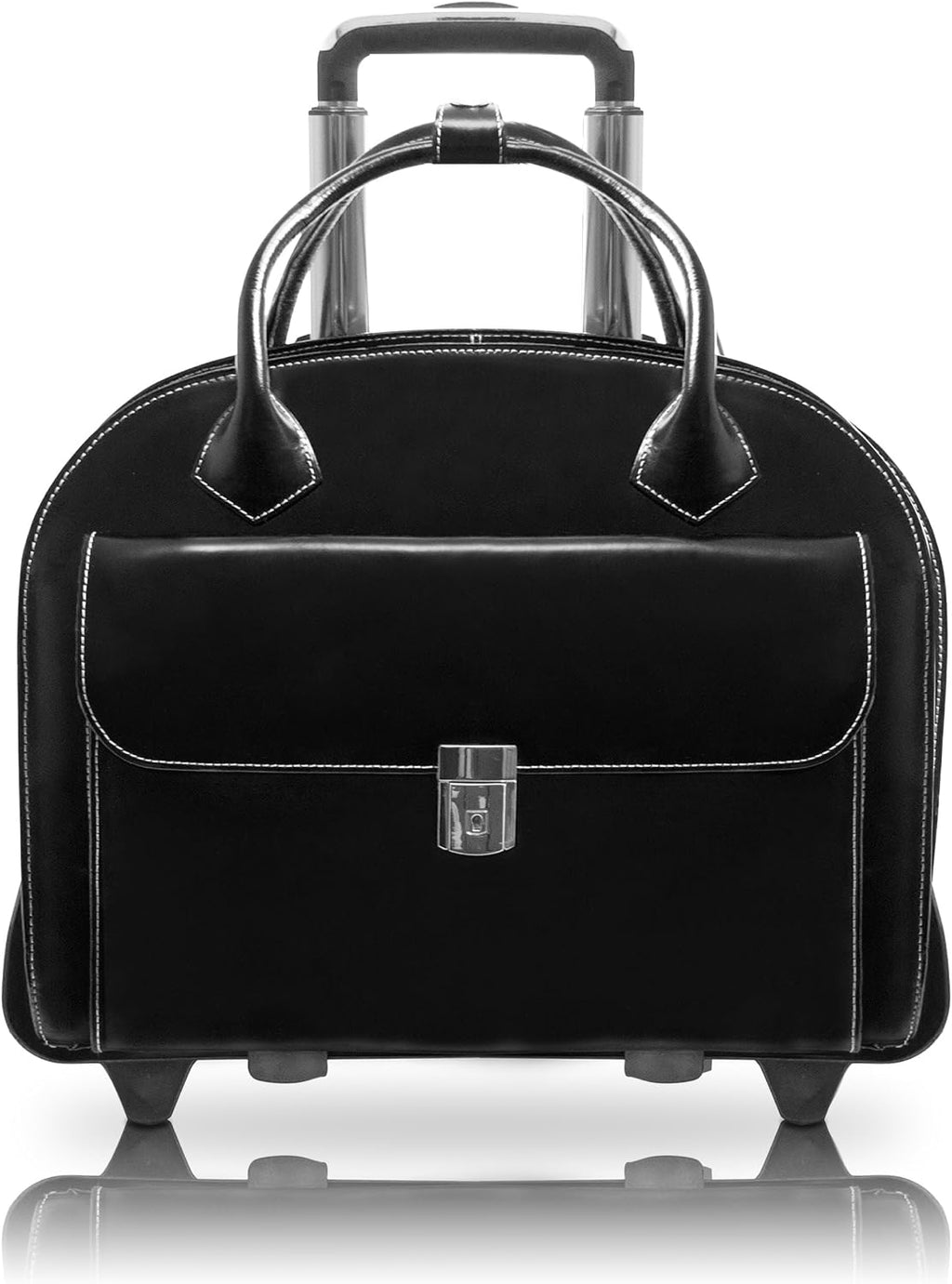 McKlein W Series, Glen Ellyn, 15' Leather Detachable -Wheeled Ladies' Laptop/Computer & Tablet Business Briefcase Bag/Women's Rolling Overnight Travel Bag, Removable trolley case