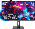 Gawfolk 27 Inch 4K Gaming Monitor, UHD 160Hz/ FHD 320Hz Dual Mode PC Monitor, IPS Computer Screen, Built-in Speakers, PIP/PBP, FreeSync, HDMI 2.1 & DP 1.4, Wall Mount Compatible 75 * 75mm