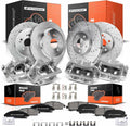 A-Premium Front and Rear Drilled and Slotted Disc Brake Rotors and Ceramic Pads Kit with Calipers Compatible with Honda Pilot 2009-2015 V6 3.5L 16-PC Set