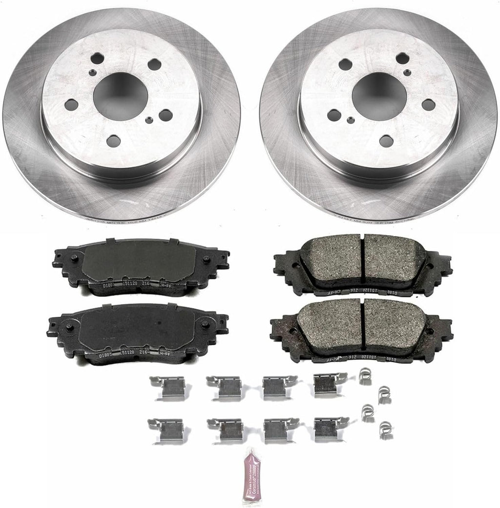 PowerStop Rear Brake Kit for Lexus NX200t 2015-17 |NX300 2018-21 |NX300h 2015-21 |Toyota C-HR 2018 - Z17 Ceramic Brake Pads & Disc Rotors Replacement, KOE7739