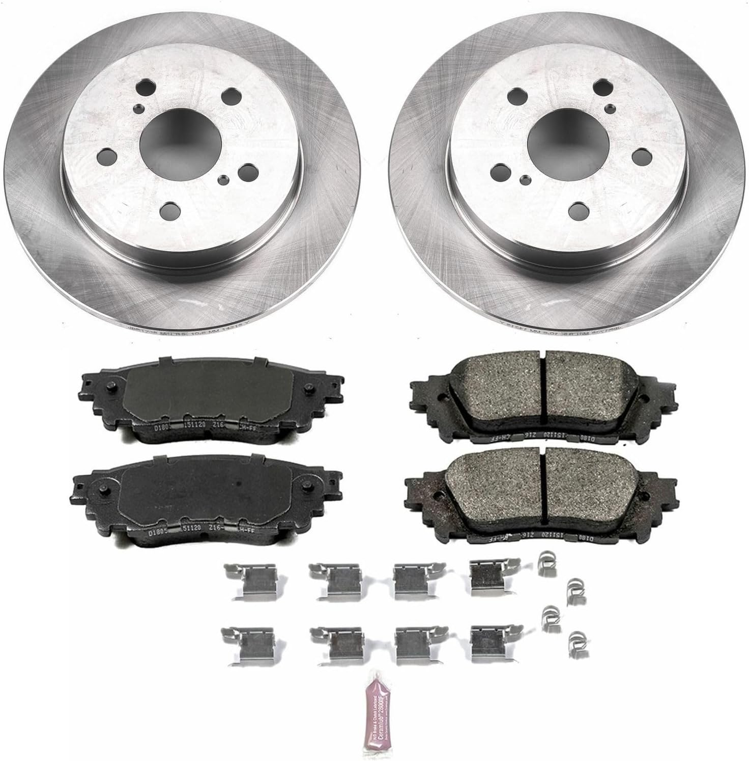PowerStop Rear Brake Kit for Lexus NX200t 2015-17 |NX300 2018-21 |NX300h 2015-21 |Toyota C-HR 2018 - Z17 Ceramic Brake Pads & Disc Rotors Replacement, KOE7739