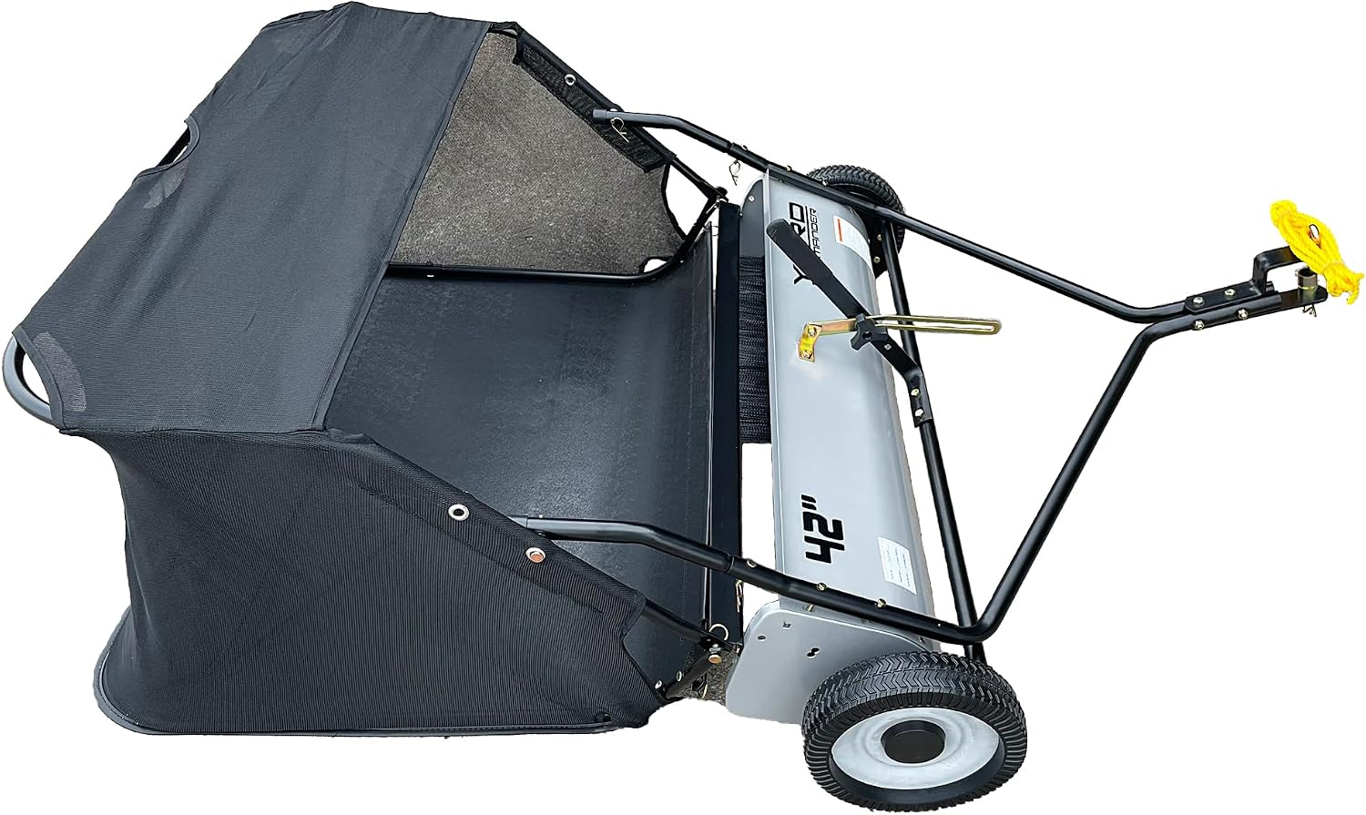 Yard Commander - 42-Inch Tow-Behind Lawn Sweeper, 10' Nylon Brushes, Universal Tractor/ATV Hitch, Never-Flat Wheels, Adjustable Height, 1-Year Warranty, Ideal for Leaves, Grass & Debris