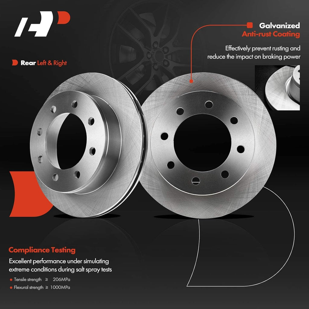 A-Premium 12.99 in (330mm) Rear Vented Disc Brake Rotors + Ceramic Pads kit Compatible with Select Chevy and GMC Models - Avalanche, Silverado 2500, 3500 HD, Suburban, Sierra 2500, Yukon XL 2500, 6-PC