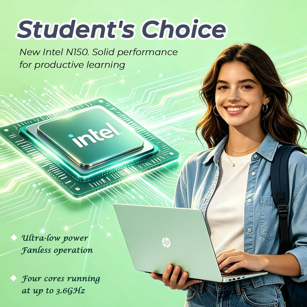 HP Willow Green Ultrabook Laptop with Copilot AI • 2026 Edition • Latest Intel 4-Core N150 CPU • 4GB RAM • 128GB SSD + 1TB Cloud Storage • Microsoft 365 • Windows 11 • Portable Student Laptop